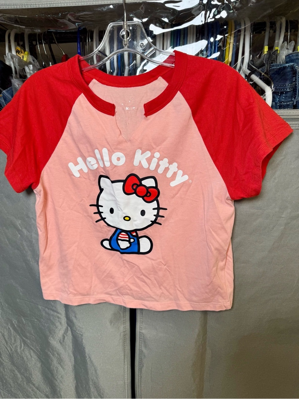 Hello Kitty Pink and Red Raglan Graphic Tee